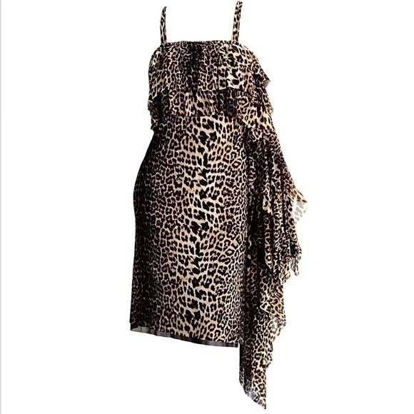 Rare! Vintage Jean Paul Gaultier 1990s Mesh Leopard Print Sash Dress (Size S)